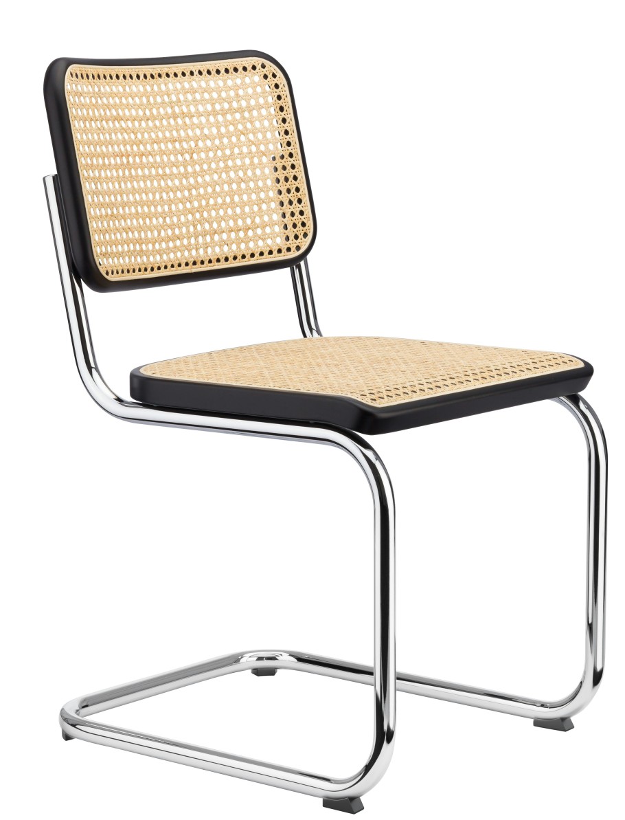 Thonet 4Er Set S 32 V Freischwinger - Buche Schwarz (Tp 29) Gebeizt - Kunststoffgleiter Schwarz Mit Filz | Esszimmerstuhle